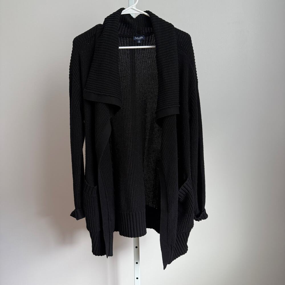 Splendid sz XS Black Drape Front cotton Open slouchy Cardigan